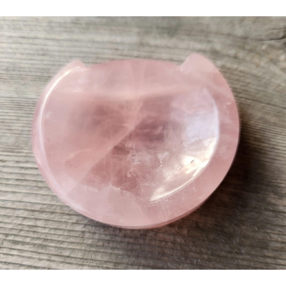 Small Kitty Rose Quartz Trinket Dish, Cat Jewelry Bowl, Pink Rose Quartz Cat